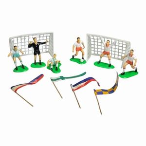 SOCCER Football 12 Pcs Birthday Cake Topper Set Decoration Goals Flags
